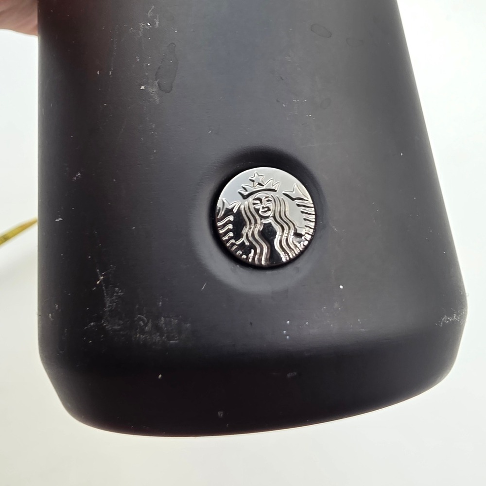 Starbucks Matte Black Stainless Steel Travel Tumbler 20oz Silver Siren Logo P1 - Picture 9 of 16
